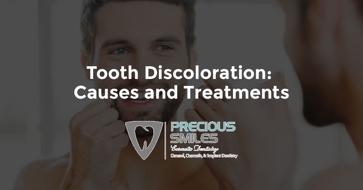 Tooth Discoloration: Causes and Treatments, Man flossing his teeth, treatments for beautiful teeth,